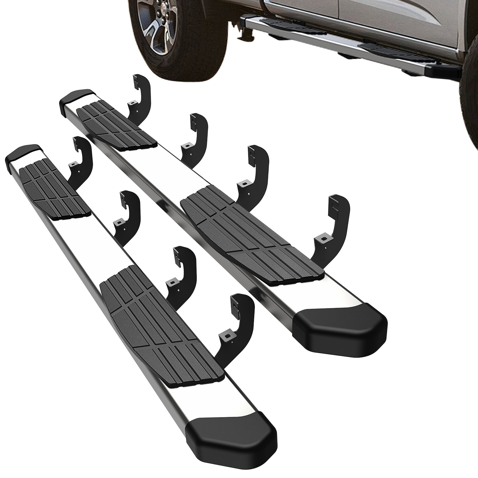 6.4\'\' Side Step For 19-25 Silverado/Sierra 1500 Crew Cab Running Boards Nerf Bar