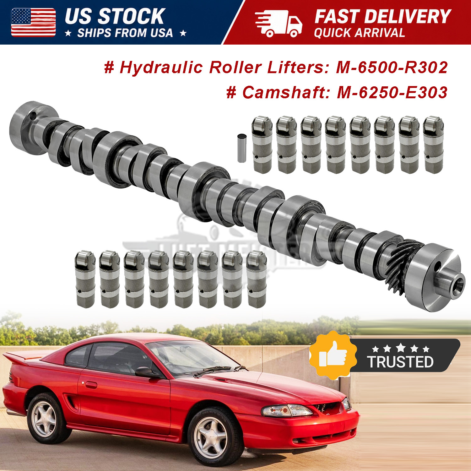 M-6250-E303 For 1985-1995 Mustang 5.0 302 Ford Racing Camshaft w/ Roller Lifters