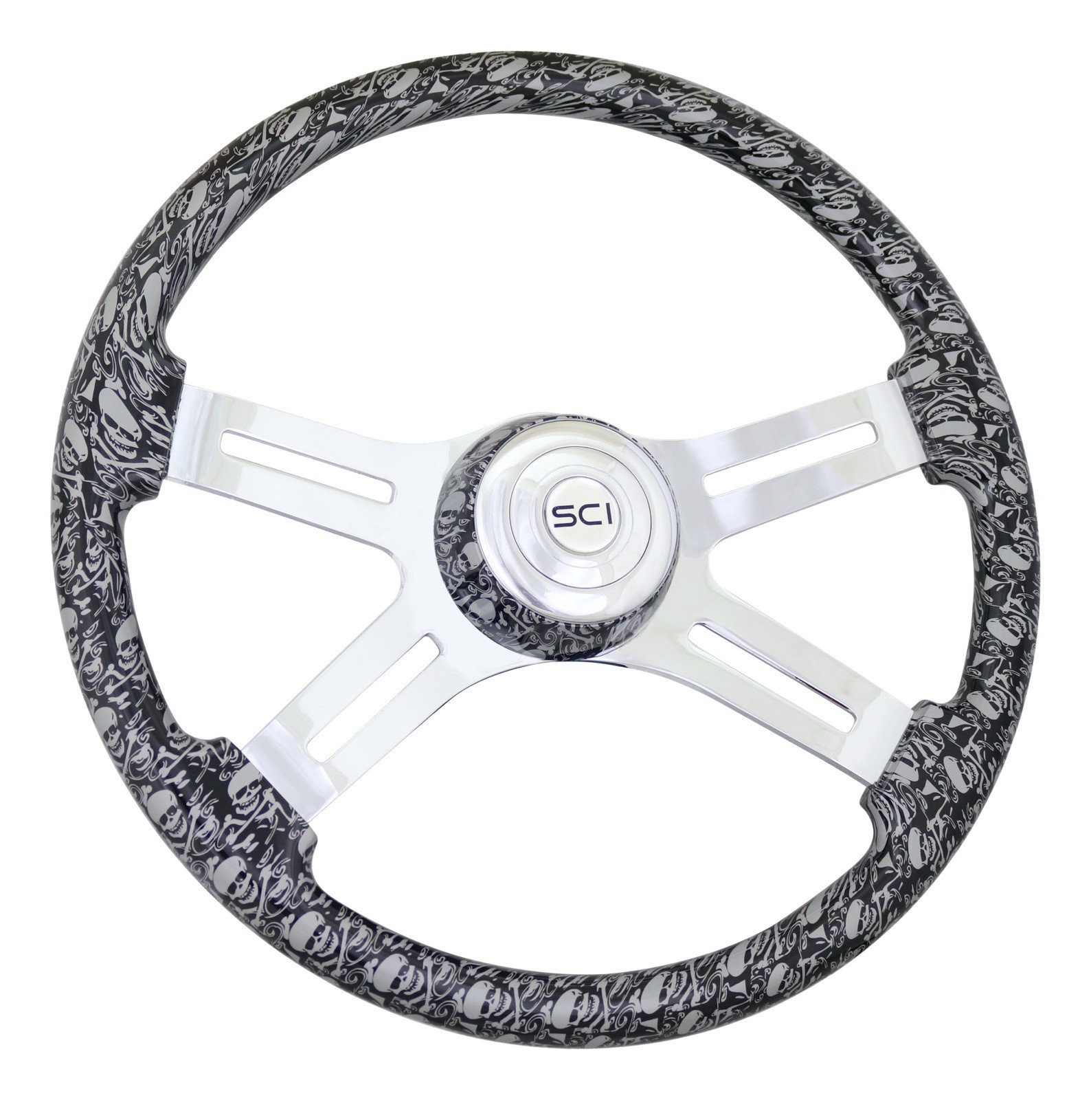 18” Steering Creations, Inc. Skull & Crossbones Steering Wheel 18” Steering Creations, Inc. Skull & Crossbones Steering Wheel