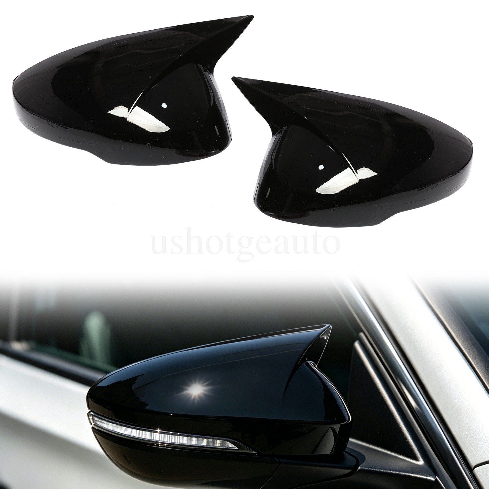 Pair For 2021-2025 Kia K5 M Style Glossy Black Side Mirror Cover Caps ABS LH+RH
