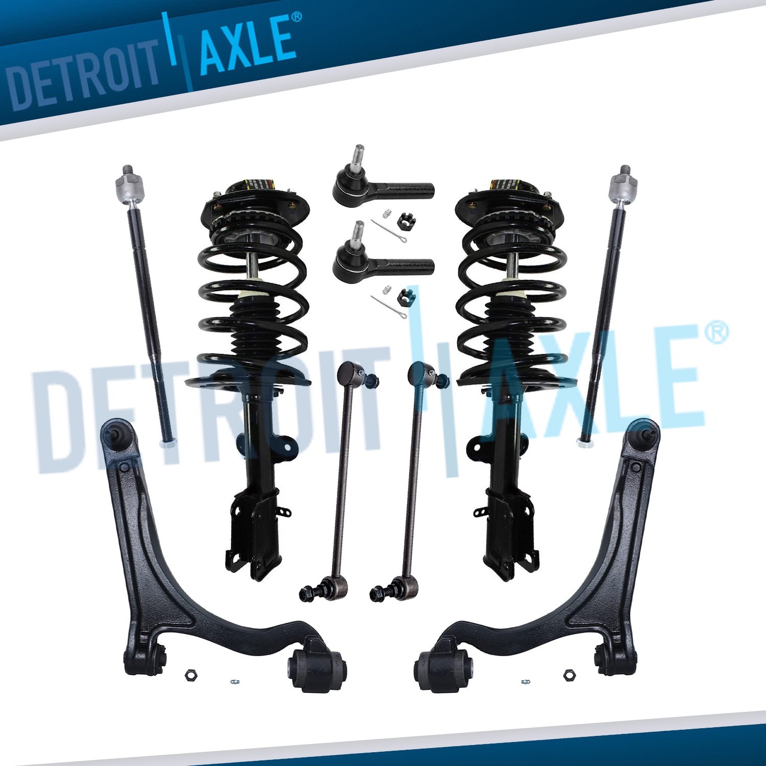 Front Struts Lower Control Arms Tie Rod Sway Bar for 2004-2008 Chrysler Pacifica