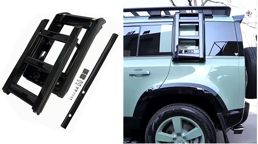 Side Liftable Ladder Fits For LR Defender 110 L851 2020-2026 Glossy BK US STOCK