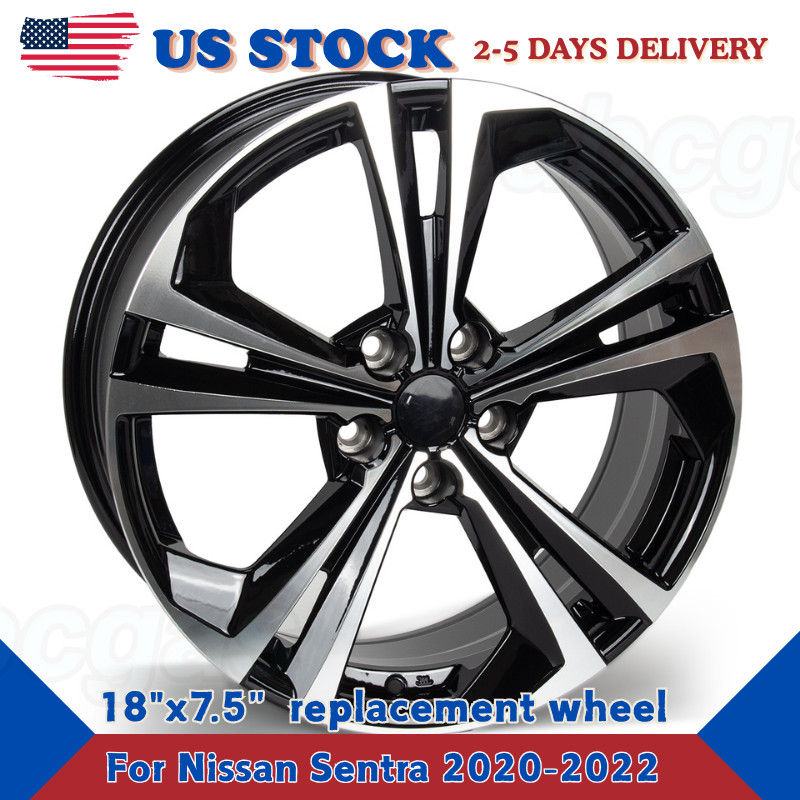 18''x7.5'' Wheel 62825 For Nissan Sentra 2020-22 Machined Black Replacement Rims
