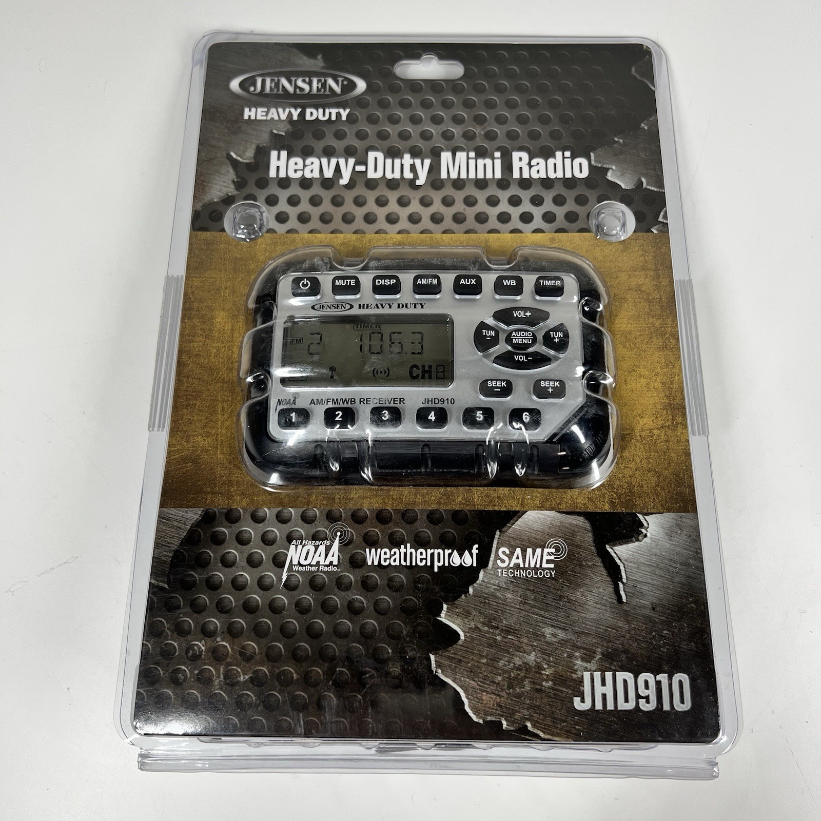 Jensen JHD910 Heavy Duty Mini Weatherproof AM/FM/WB Radio AUX NOAA Backlit NEW Jensen JHD910 Heavy Duty Mini Weatherproof AM/FM/WB Radio AUX NOAA Backlit NEW