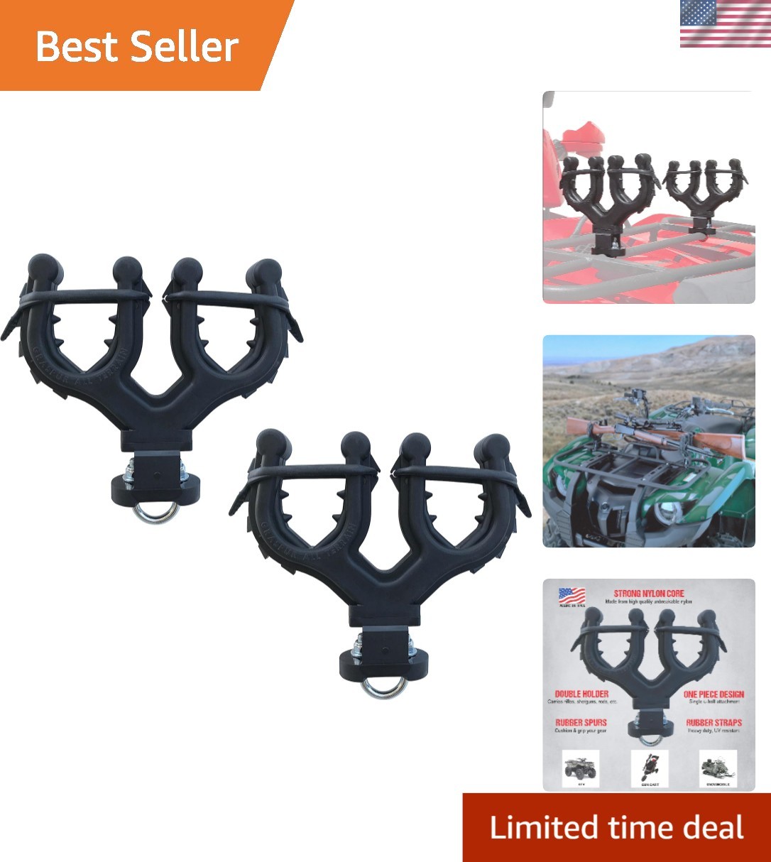 150 lb Capacity Graspur Double ATV Gun & Bow Rack - Ideal for Hunting & Fishing 150 lb Capacity Graspur Double ATV Gun & Bow Rack - Ideal for Hunting & Fishing