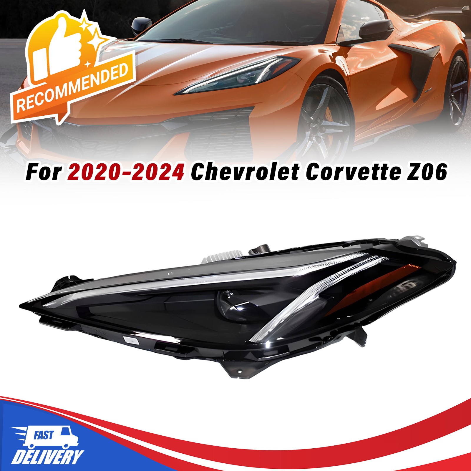 Left Driver Side Headlight Assembly For 2020-2024 Chevy Corvette Z06 85545918