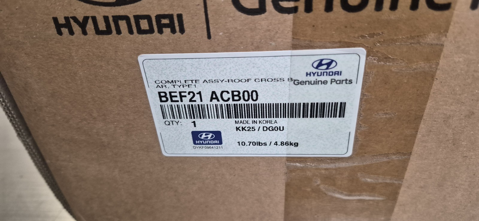 New OEM genuine Hyundai Roof Rack Cross Bars Kit 2024-2027 Kona BEF21-ACB00 pair