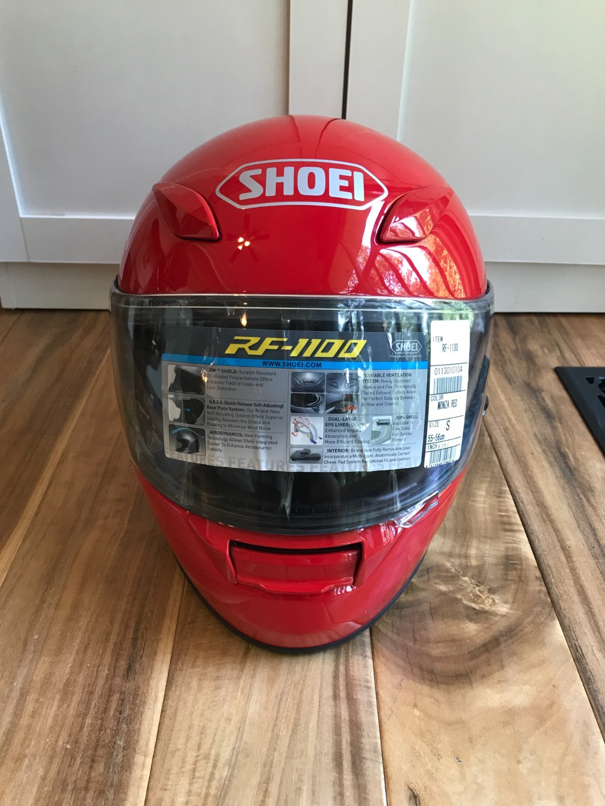 NEW Shoei RF-1100 Full Face Motorcycle Helmet Gloss Red Size Small 6 7/8 - 7 NEW Shoei RF-1100 Full Face Motorcycle Helmet Gloss Red Size Small 6 7/8 - 7