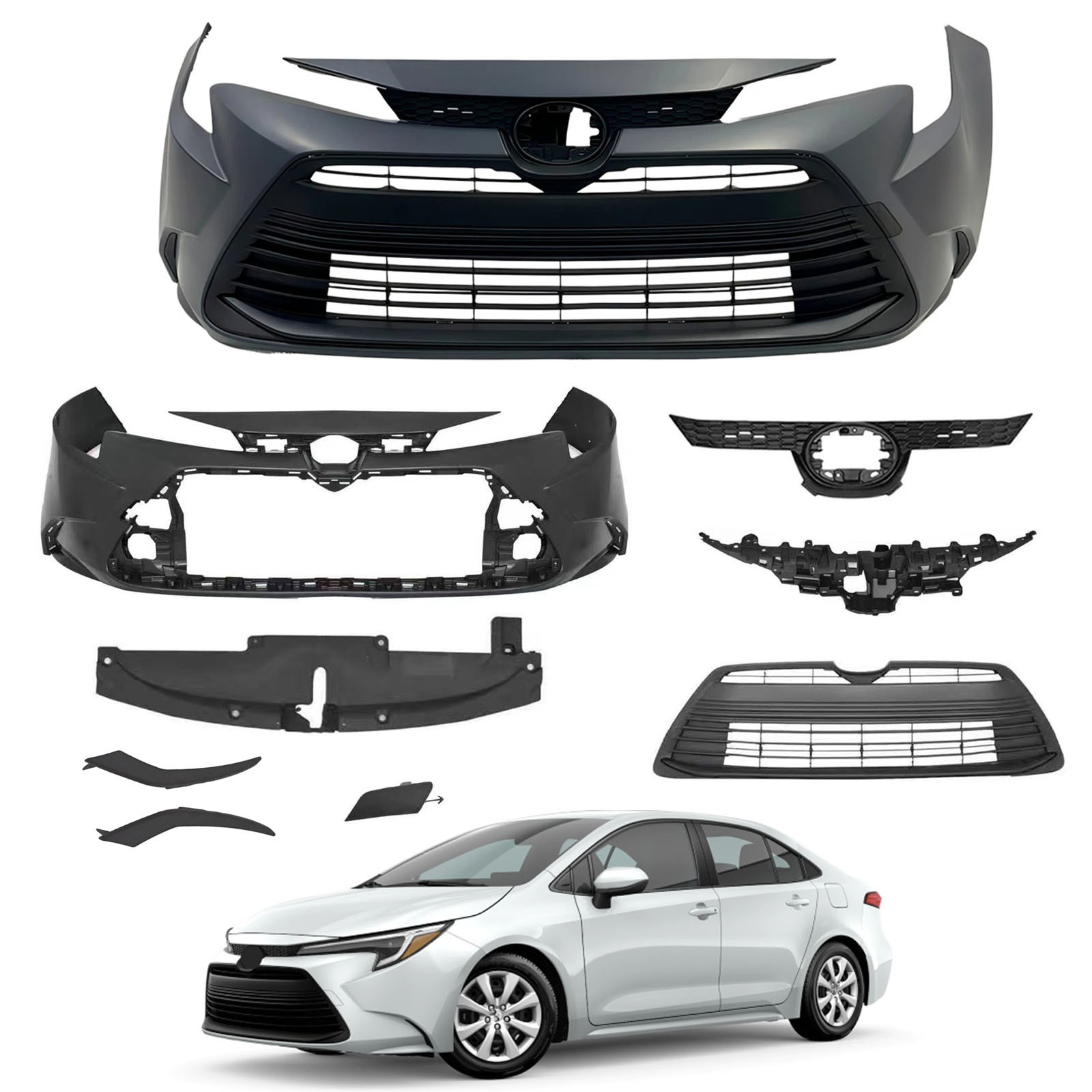 For 2023-2024 Toyota Corolla LE XLE Front Bumper Cover Assembly Kit W/Grille