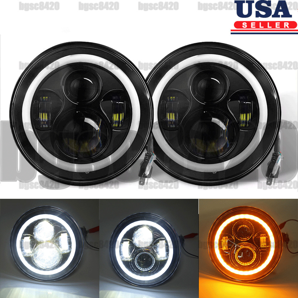 Newest Dot Pair 7 inch Round LED Headlights DRL for Jeep Wrangler JK TJ CJ LJ JL