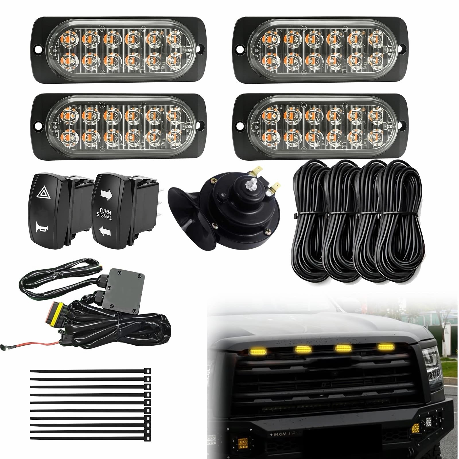 UTV Turn Signal Kit with 110dB Horn Plug & Play Blinker Lights for Polaris RZR