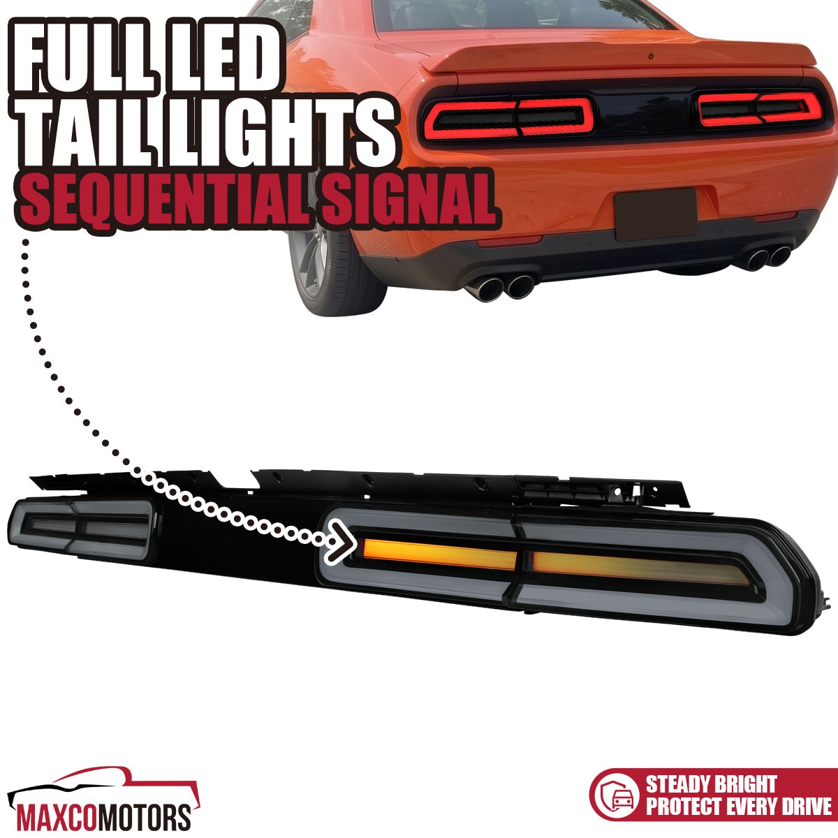 Smoke Fits 2008-2014 Dodge Challenger LED Tail Lights Sequential Signal Lamps Smoke Fits 2008-2014 Dodge Challenger LED Tail Lights Sequential Signal Lamps