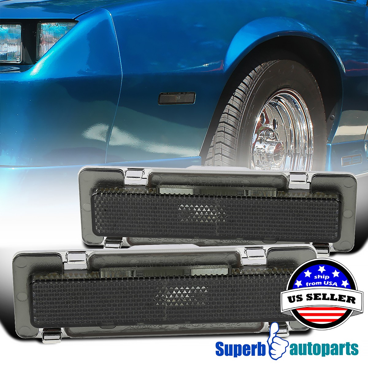 For 1985-1992 Chevy 85-92 Camaro Pontiac Firebird Smoke Side Marker Lights For 1985-1992 Chevy 85-92 Camaro Pontiac Firebird Smoke Side Marker Lights