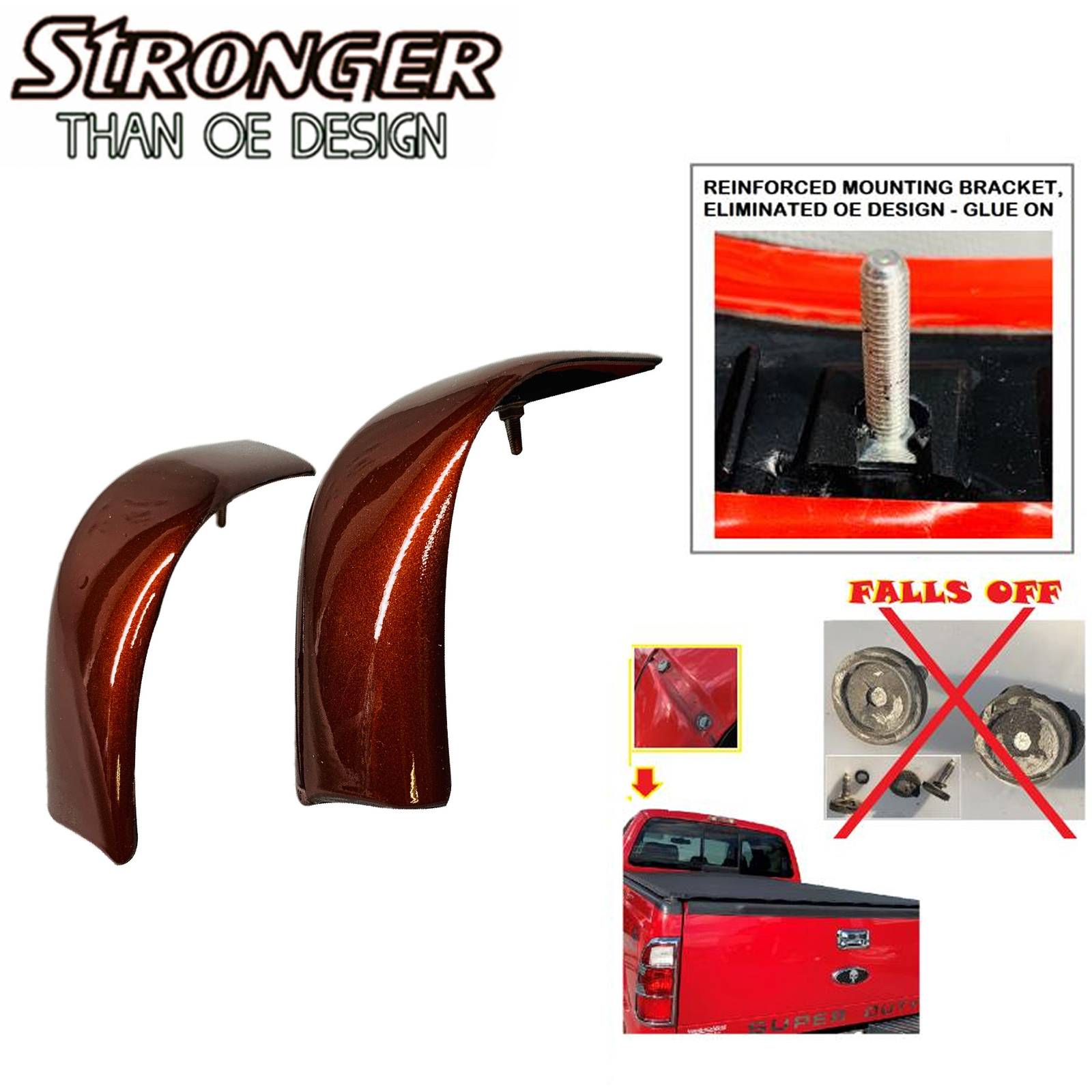 LH RH UPGRADED Roof Corner Molding Trim For Ford 2008-16 T5 Dark Copper Metallic