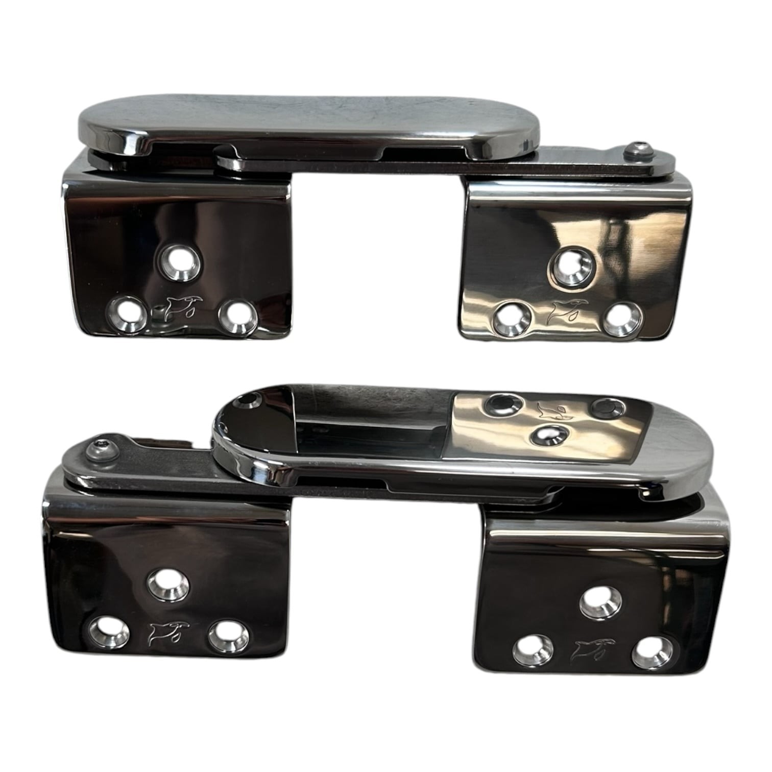 Marine Town Roll Back Bolster Seat Hinge Set w/ Cover, Stainless Steel 62 Degree