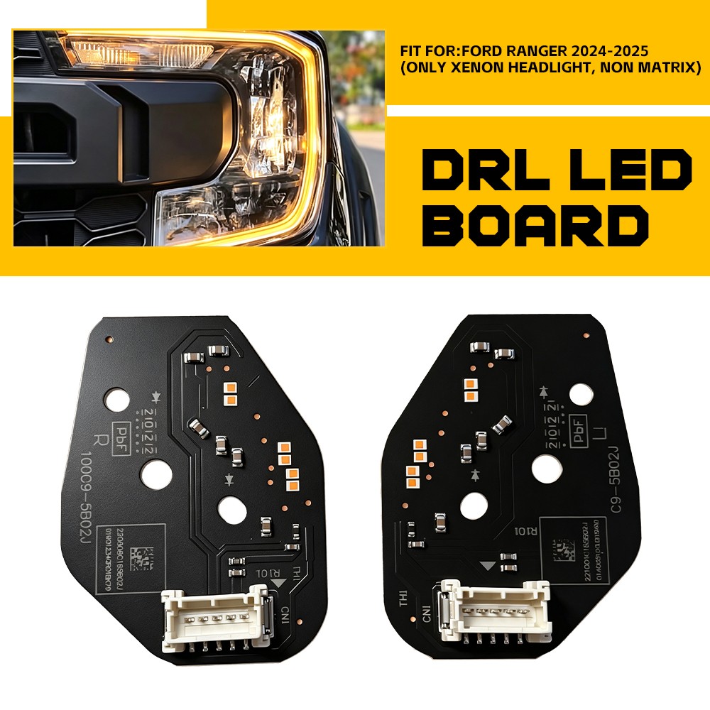 DRL LED Boards For Ford Ranger 2024-2025 Headlight Amber Daytime Running Lights