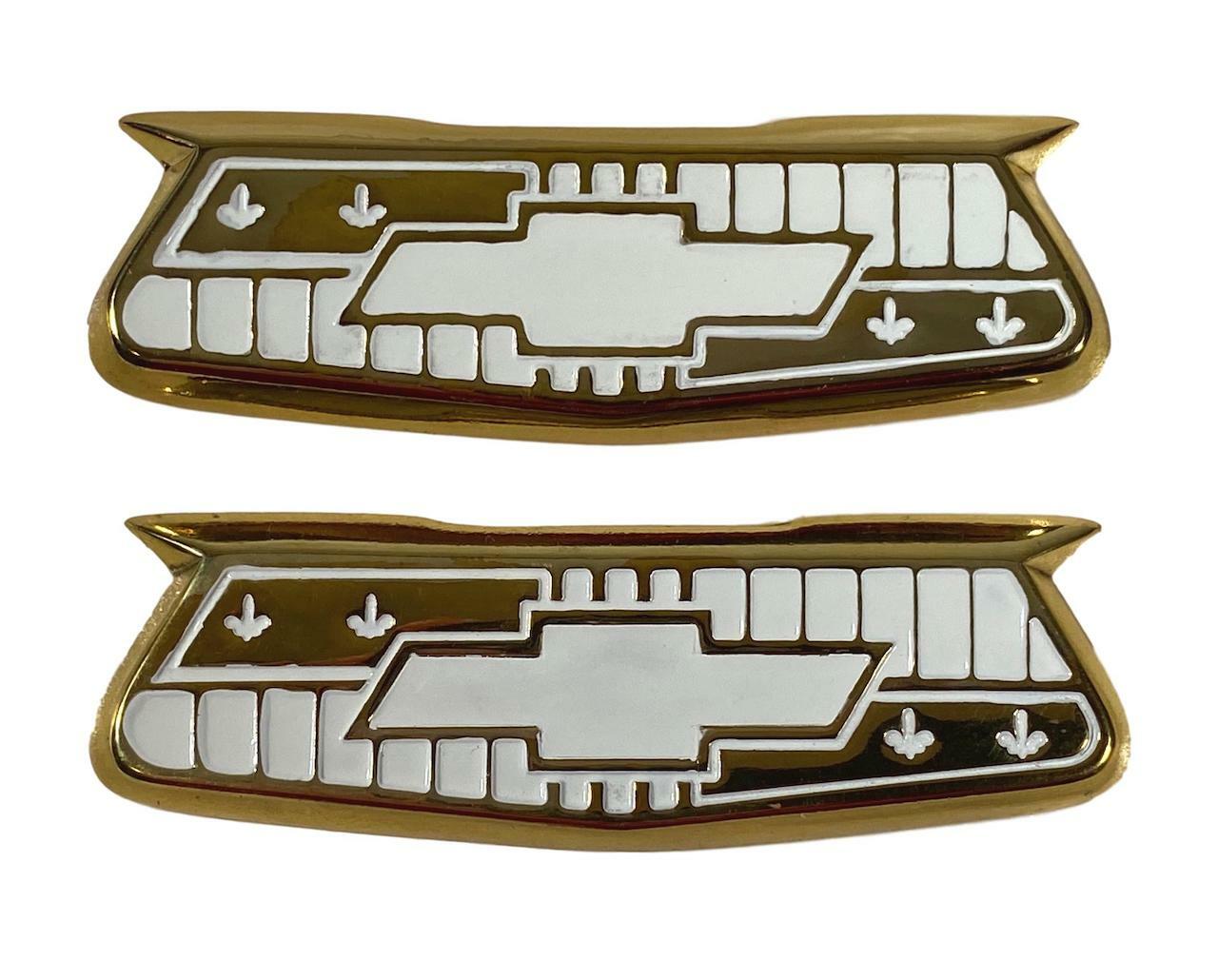 55 56 Chevy Bel Air Crest Emblems 1955 1956 Chevrolet Pair New