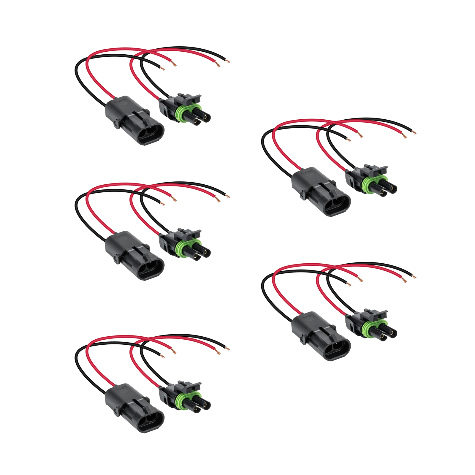 5pc OLS 2-Wire Weather Pack Connector Kit Assembled with 10\