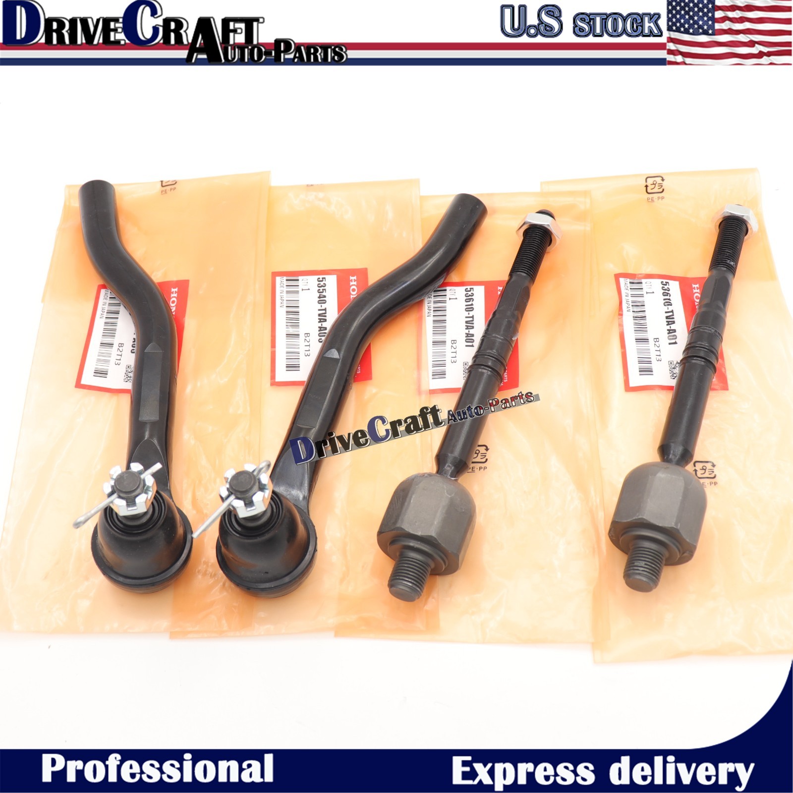 OEM 1 Set Inner + Outer Tie Rod Steering Gear For 2018-2022 Honda Accord