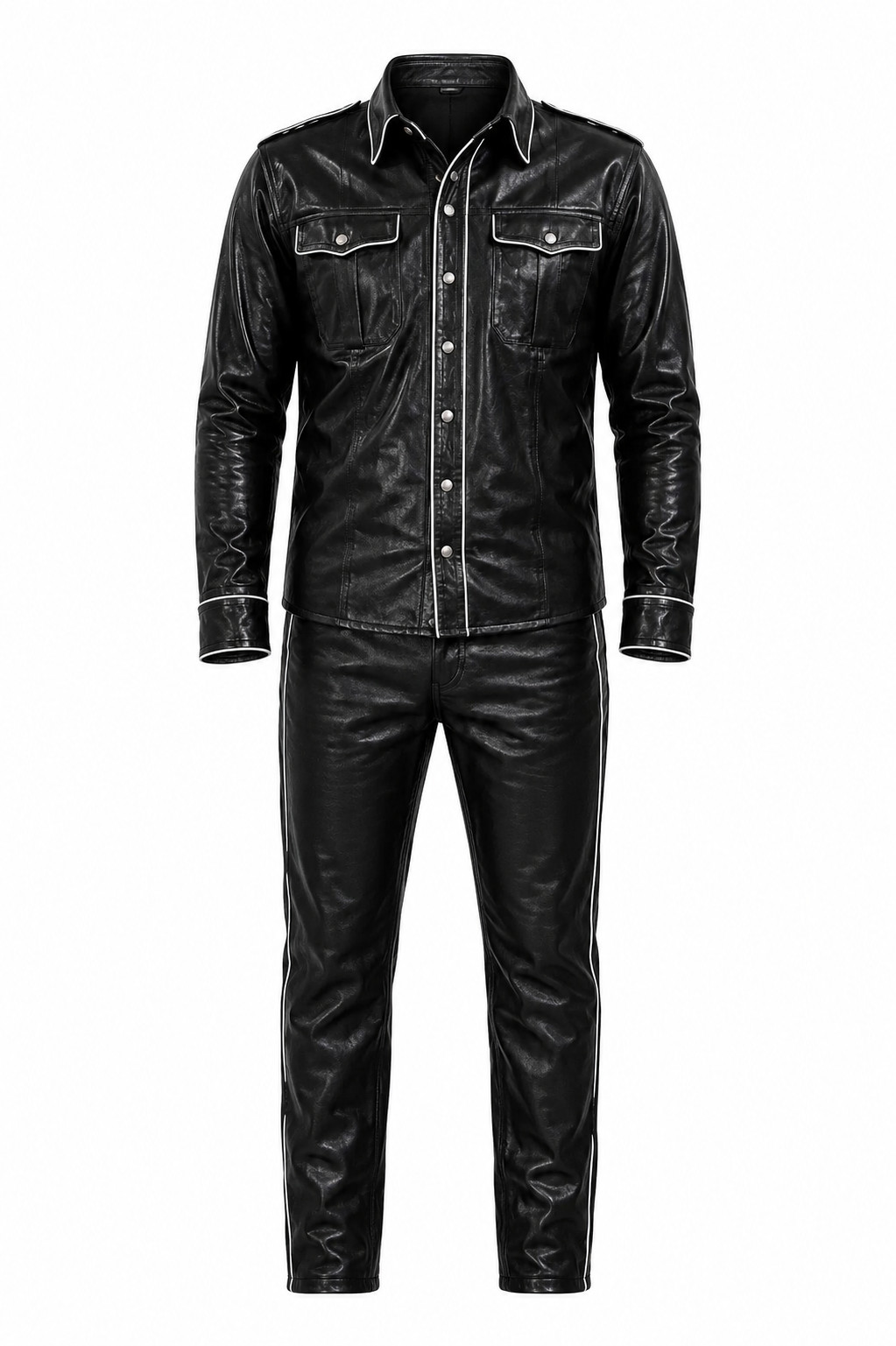 Custom Genuine Leather Motorcycle Suit Handmade Biker Shirt Pants Mens