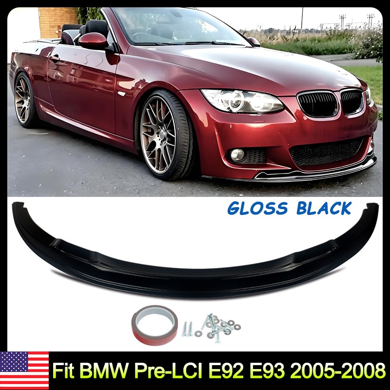 FOR 2005-09 BMW E92 E93 PRE-LCI 325I 335I FRONT BUMPER LIP SPLITTER GLOSS BLACK