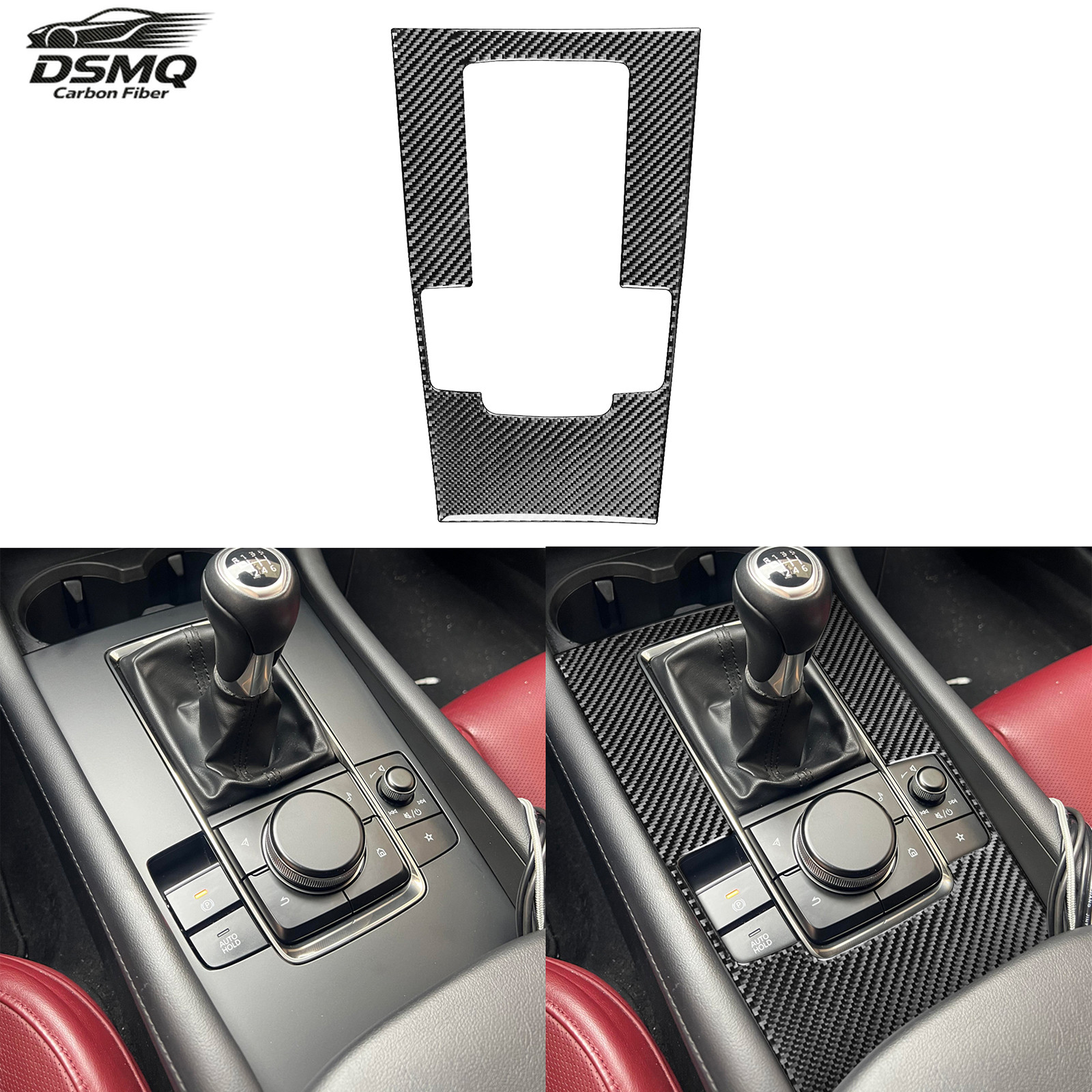 Soft Real Carbon Fiber Console Gear Shift Panel Cover For Mazda 3 Axela 2019-26