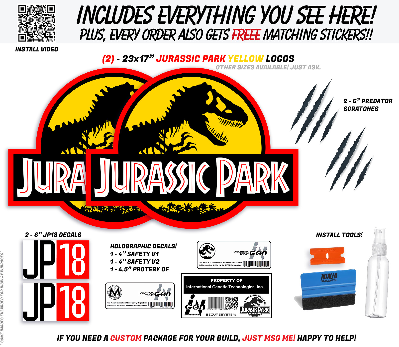 Jurassic Park CLING - 2 waterproof/UVproof Removal cling decals for your Vehicle Jurassic Park CLING - 2 waterproof/UVproof Removal cling decals for your Vehicle