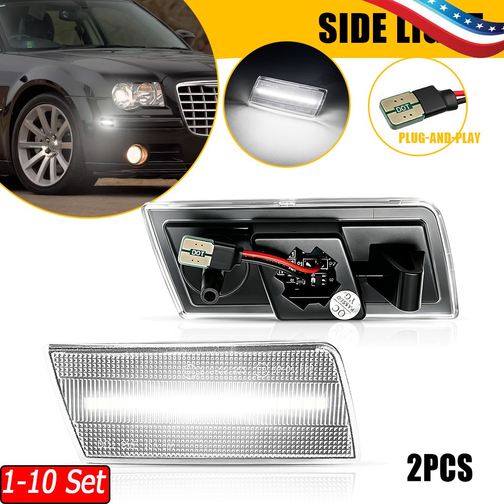 1-10x DOT Certified Clear LED Side Marker Lamp Fit Chrysler 300 05 06 07 08-10