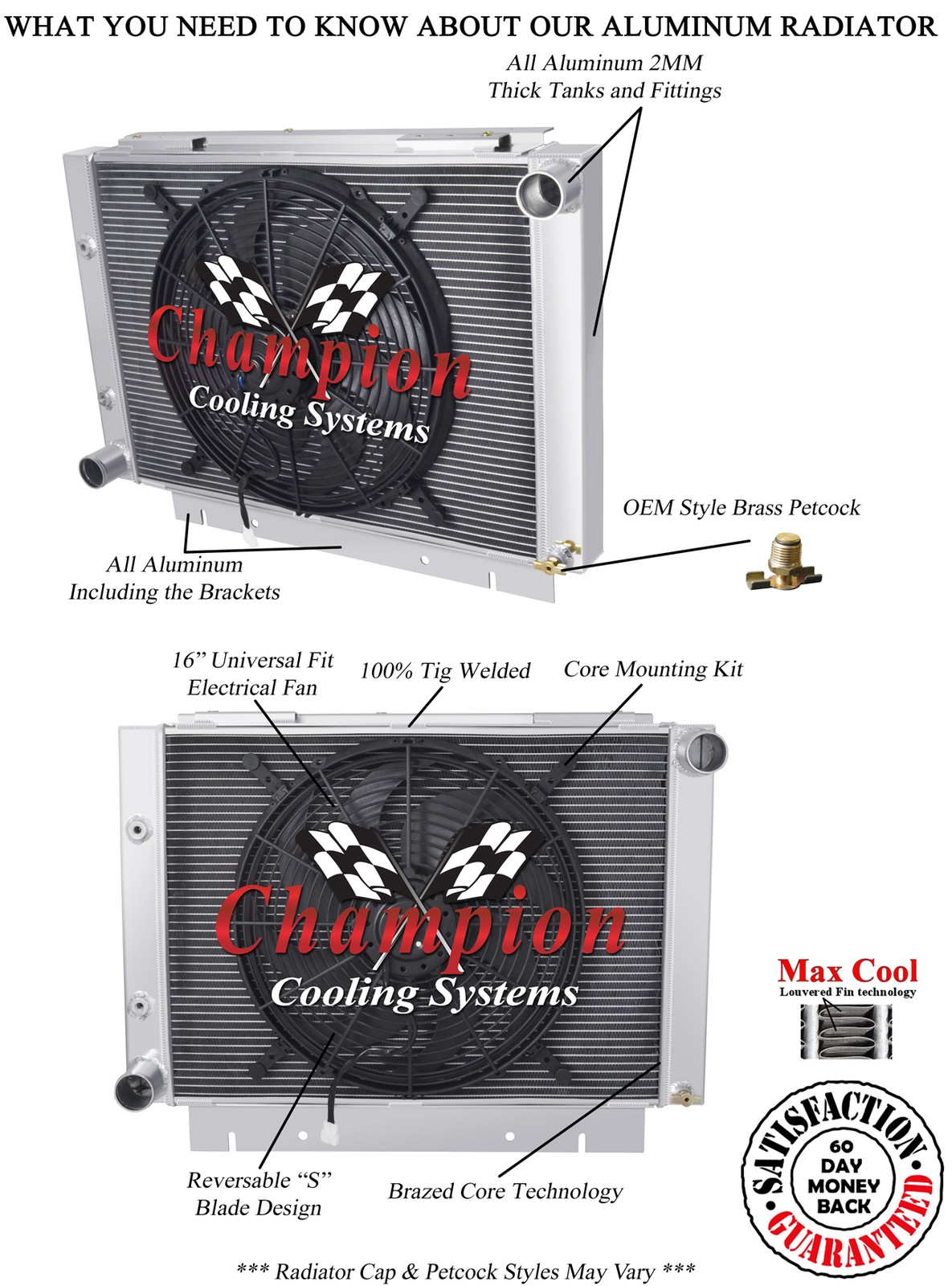 ER Champion 4 Row All Aluminum Radiator W/ 16