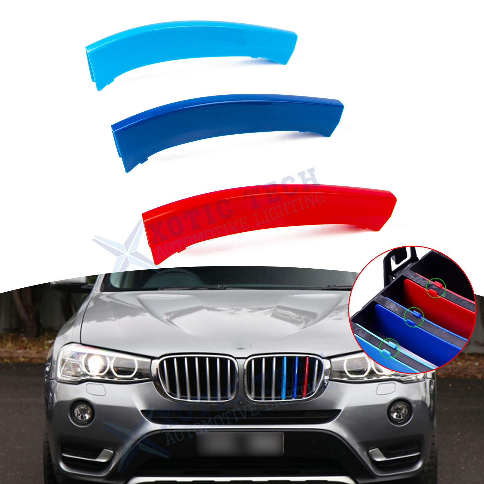 M-Sport Center Mesh Grille Insert Stripe Cover For BMW X3 F25 2011-17 X4 F26
