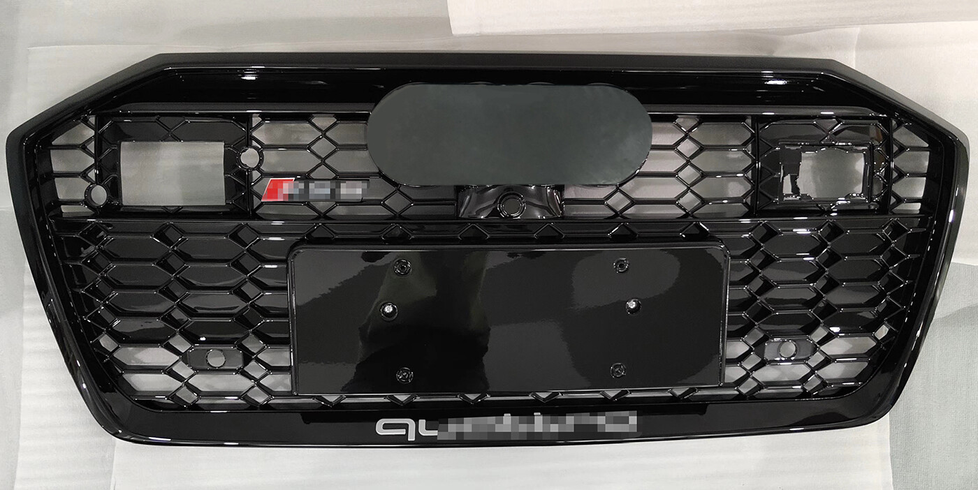 For Audi A6 S6 C8 2019-2025 Honeycomb Front Grille With ACC Hole Black RS6 Style