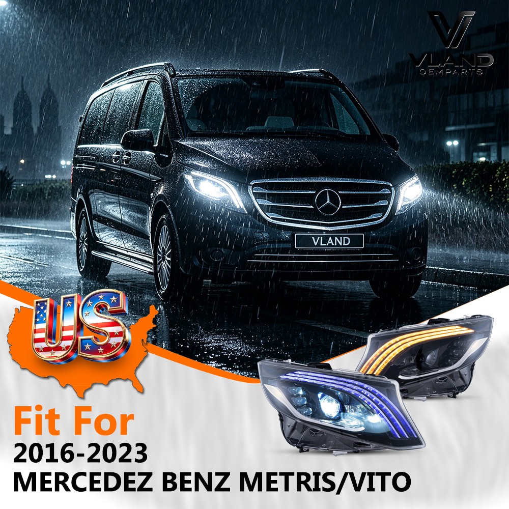 Pair VLAND LED Headlights For 2016-2023 Mercedez Benz Metris/Vito Maybach Style