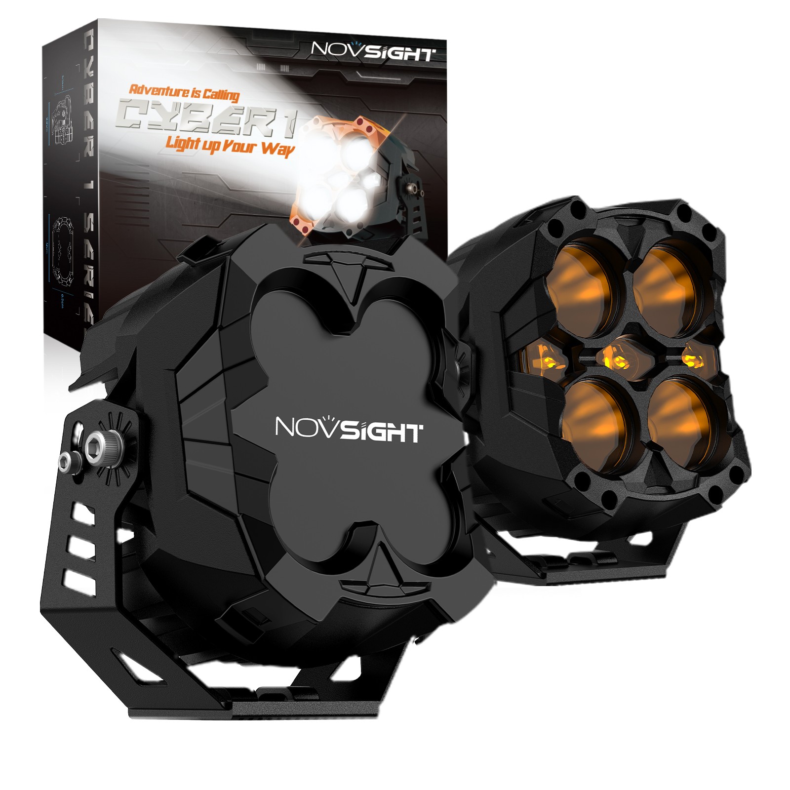 NOVSIGHT CYBER Series 6 Inch LED Pods Lights Bright Off Road Amber/White Lamp US