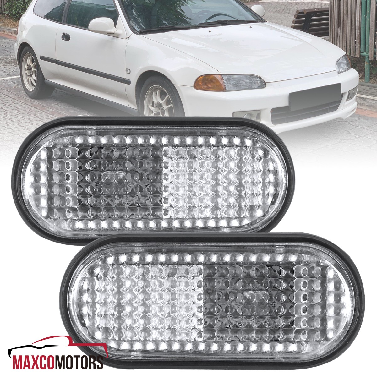 Side Marker Lights Fits 1992-1995 Honda Civic Flat Fender Turn Signal Lamps Pair Side Marker Lights Fits 1992-1995 Honda Civic Flat Fender Turn Signal Lamps Pair