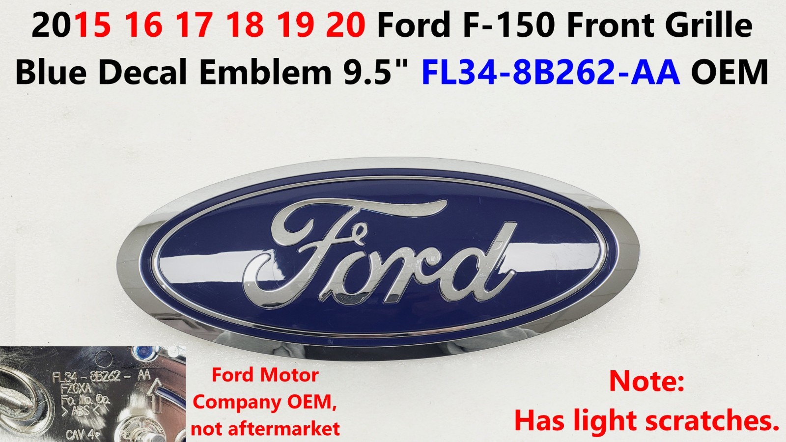 2015 16 17 18 19 20 Ford F150 Front Grille Blue Decal Emblem 9.5 2015 16 17 18 19 20 Ford F150 Front Grille Blue Decal Emblem 9.5