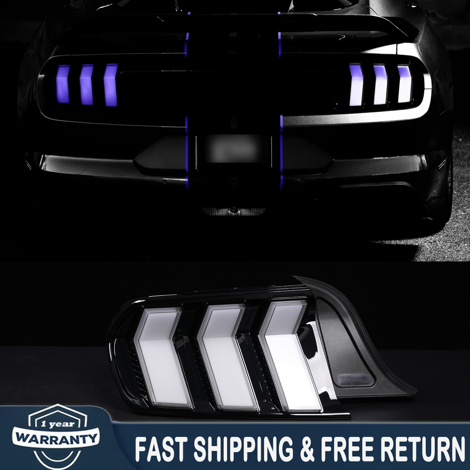 Pair RGB LED Tail Lights For 2015-2023 Ford Mustang Animation Rear Brake Lamps