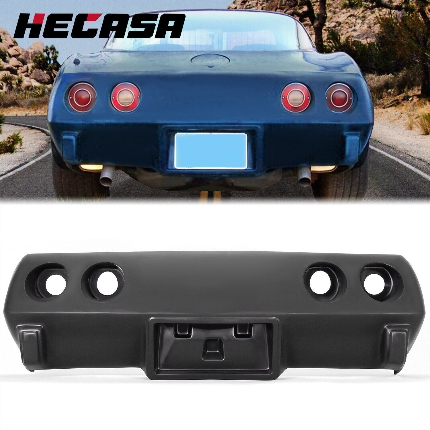 HECASA Rear Bumper Cover For 1975 CORVETTE C3 Black Fiberglass HECASA Rear Bumper Cover For 1975 CORVETTE C3 Black Fiberglass