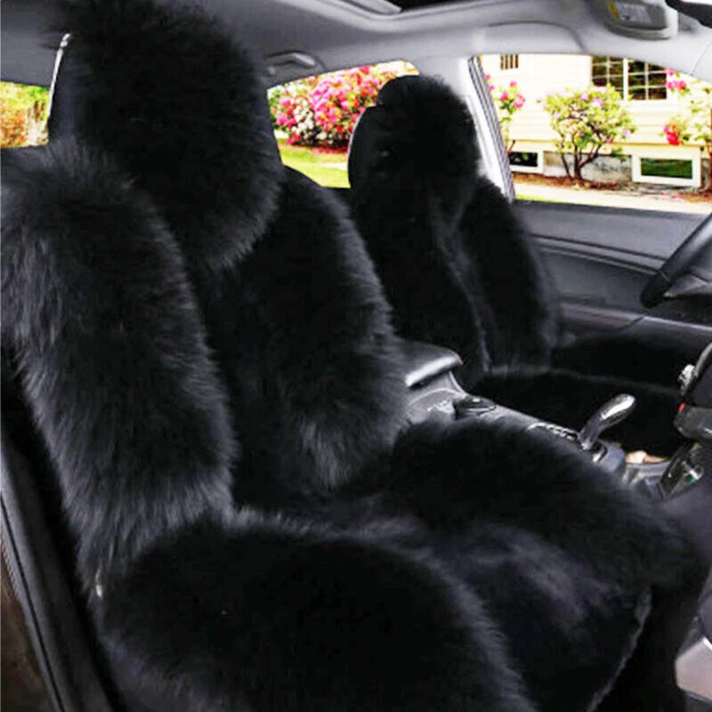 Long Wool Faux Sheepskin Car Seat Cover Universal Plush Fur Cushion
