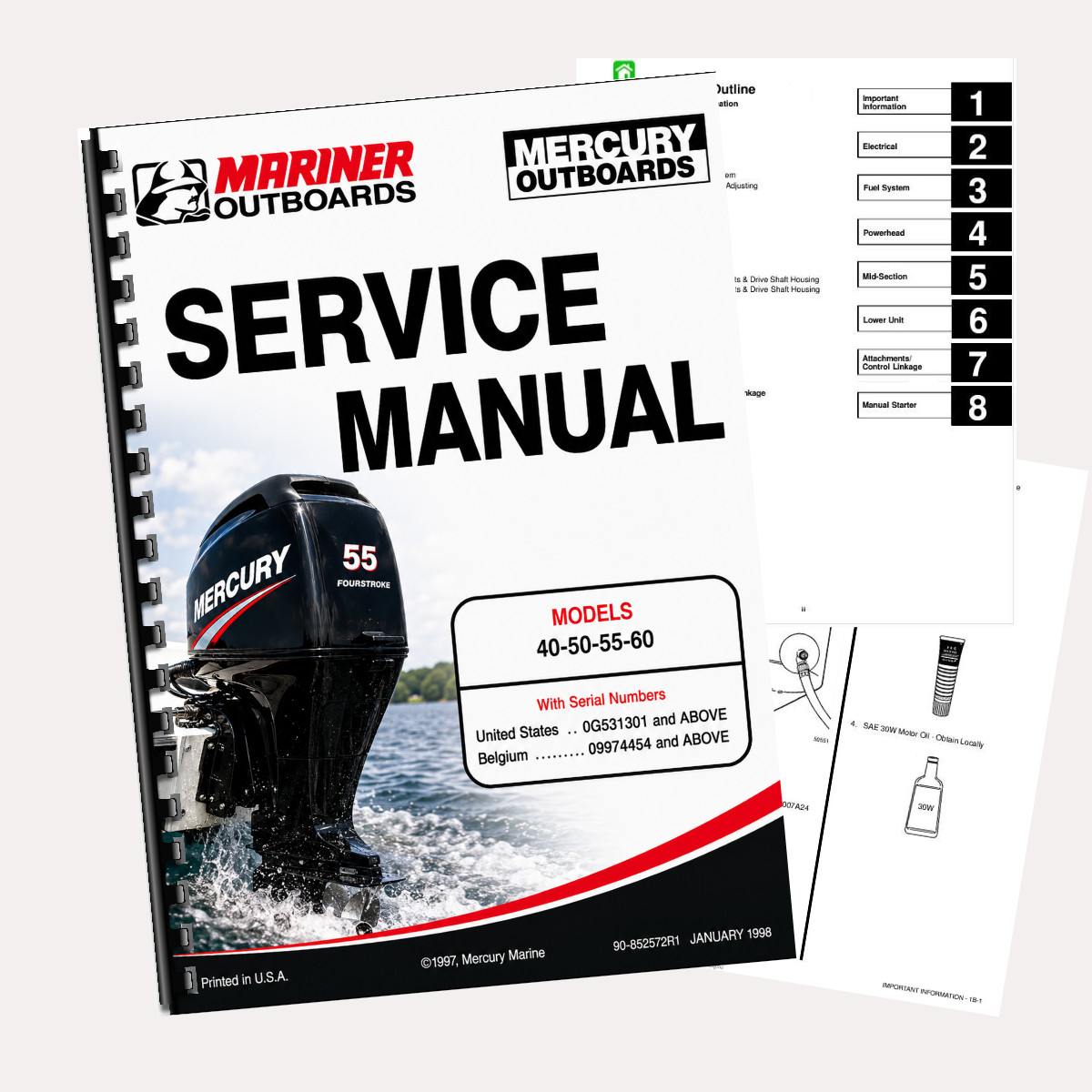 Mariner 40 50 55 60 Outboard Service Repair Manual 1998 547 Pages