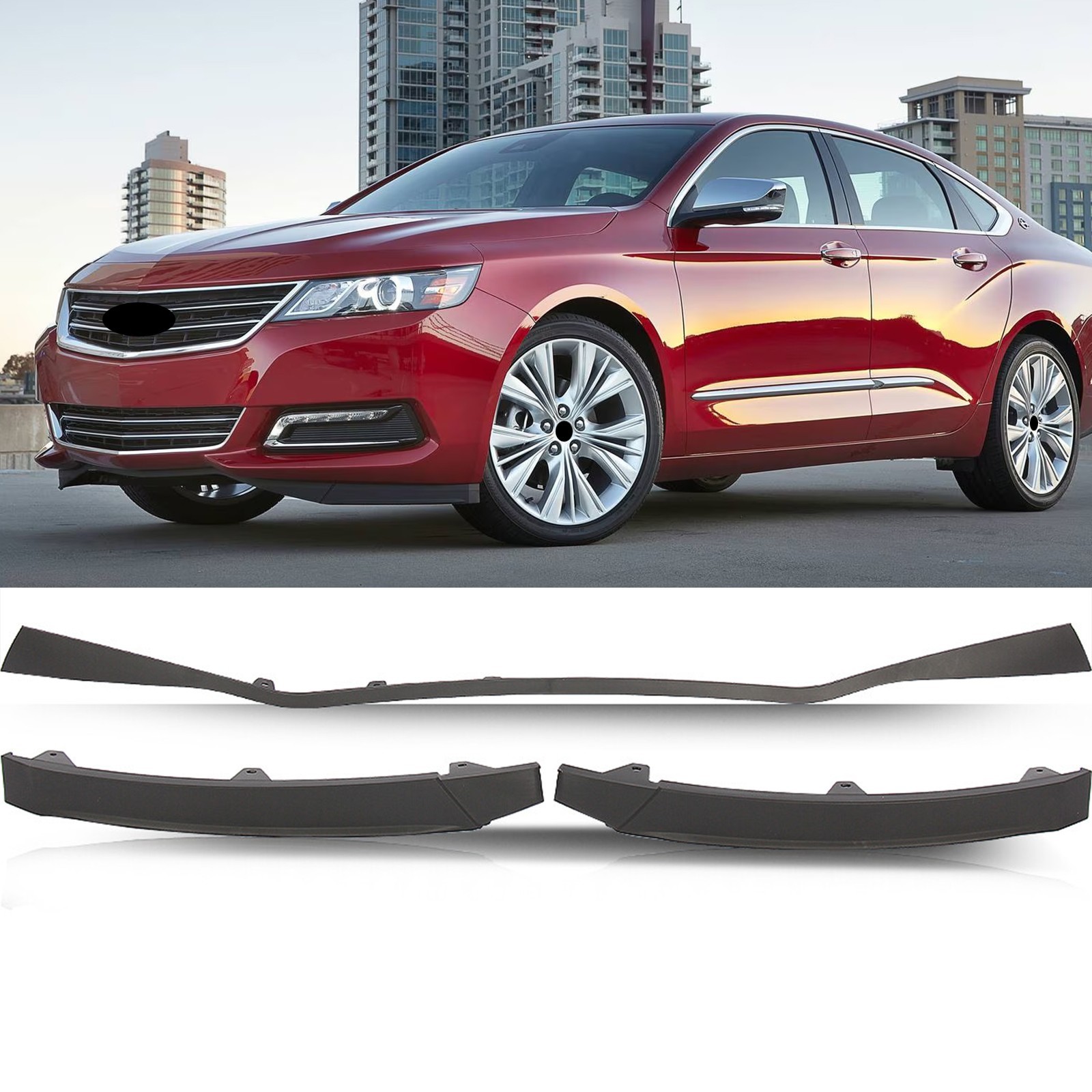 For 2014-2020 Chevrolet Impala Lower Air Deflector Front Bumper Valance 3PCS