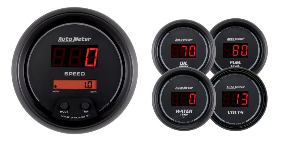 Autometer 6300 Sport-Comp Digital Gauge Kit, 5 Pc., 3-3/8\