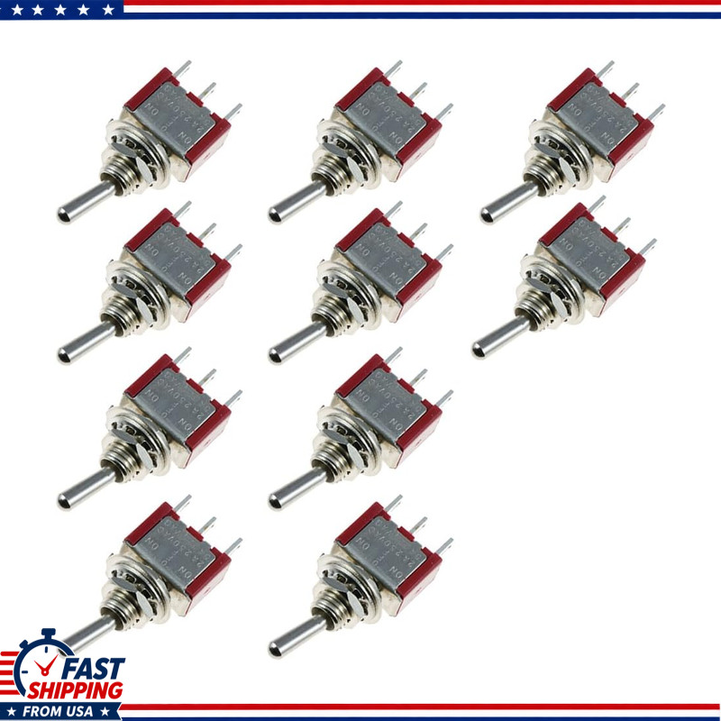 SPDT 3-Pin Mini Toggle Switch, On/Off/On Momentary, 10 Pack Dashboard