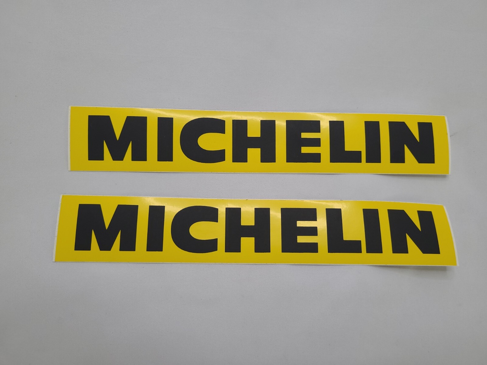 PAIR Vintage 1990\'s NOS New Old Stock OEM Yellow MICHELIN Vinyl Stickers 9.25\ PAIR Vintage 1990\'s NOS New Old Stock OEM Yellow MICHELIN Vinyl Stickers 9.25\