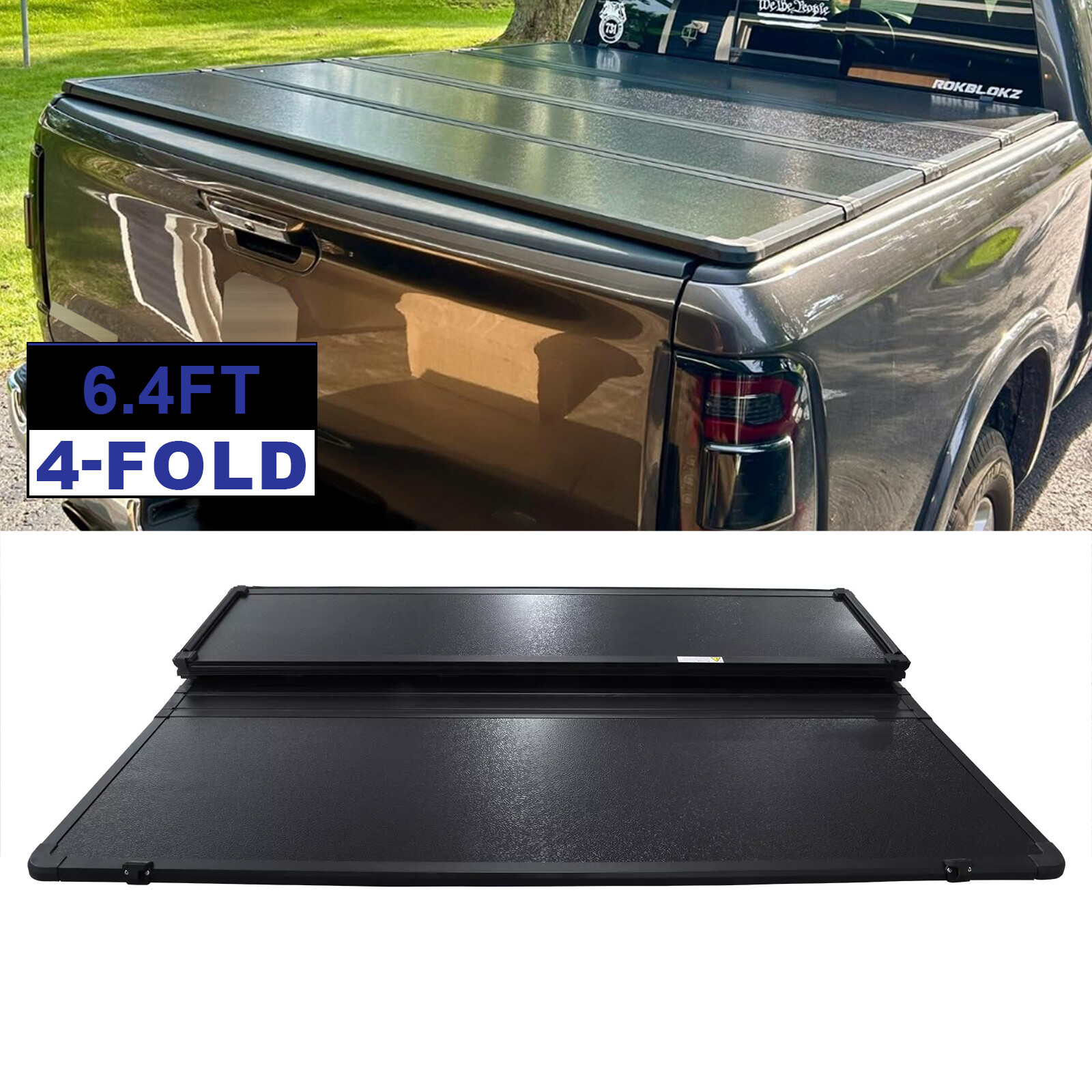 6.4FT Hard Quad-Fold Tonneau Cover For 02-24 Dodge Ram 1500 2500 3500 Truck Bed