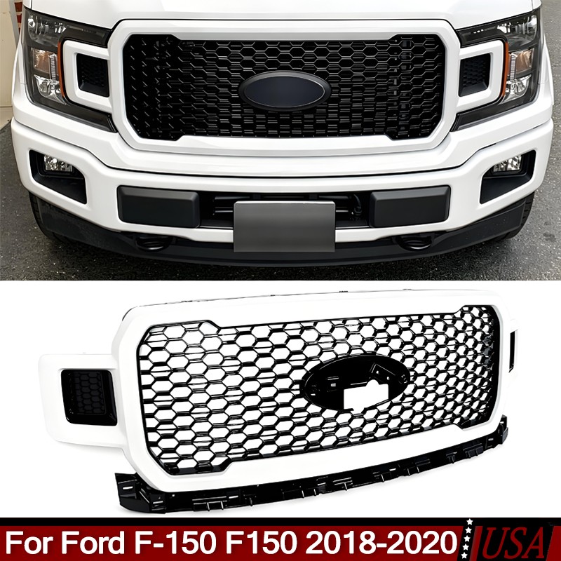 For Ford F-150 F150 2018-2020 Oxford White Honeycomb Front Grille Bumper Grill