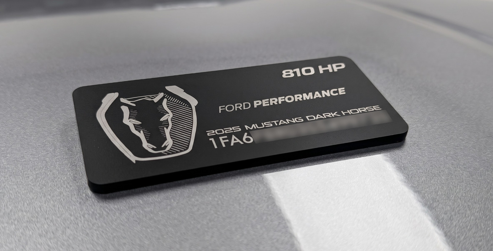 Engraved Dark Horse Mustang Plaque / Badge Emblem Interior Personalized Info