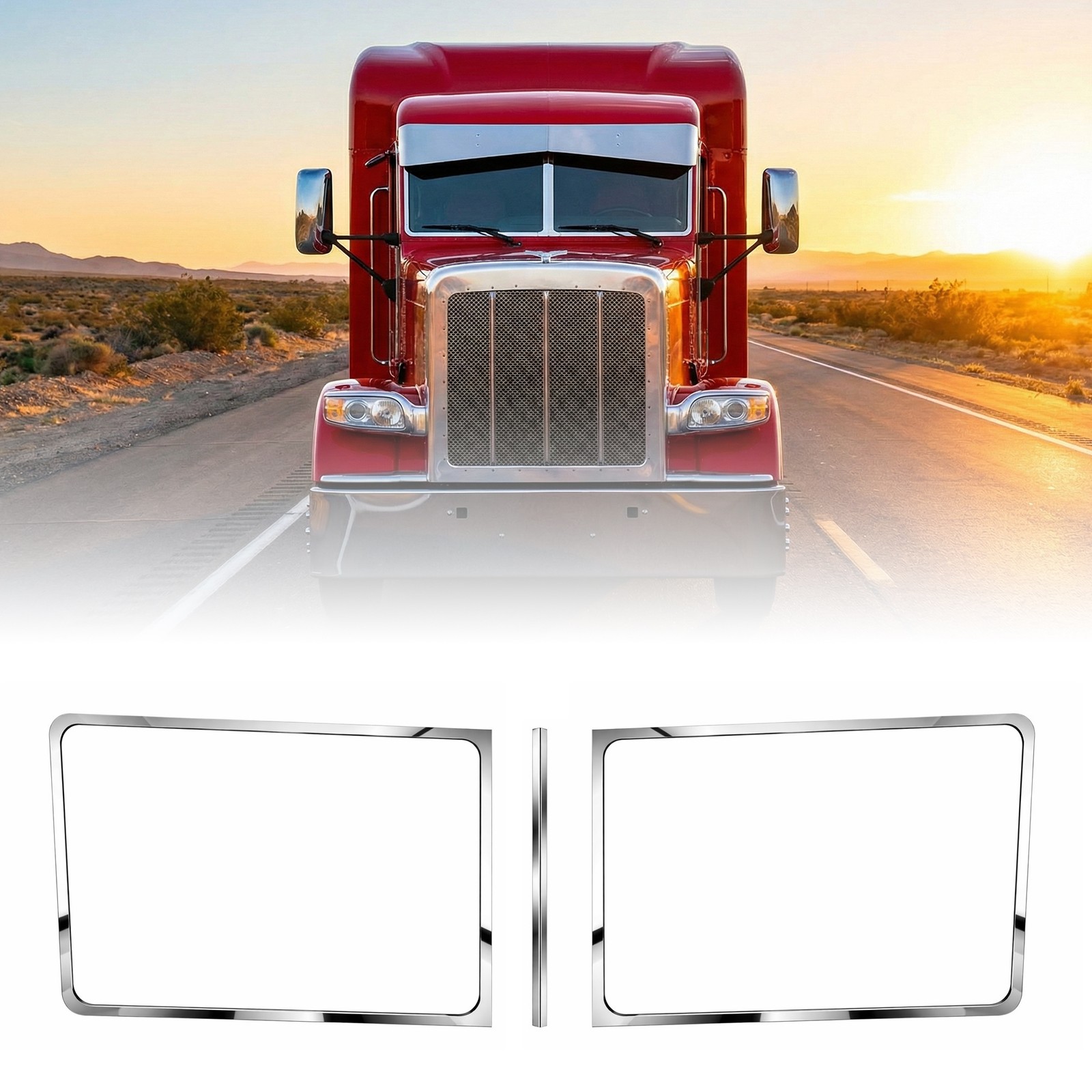 Torque Stainless Steel 3 Piece Windshield Trim for 1988-2020 Peterbilt Legacy