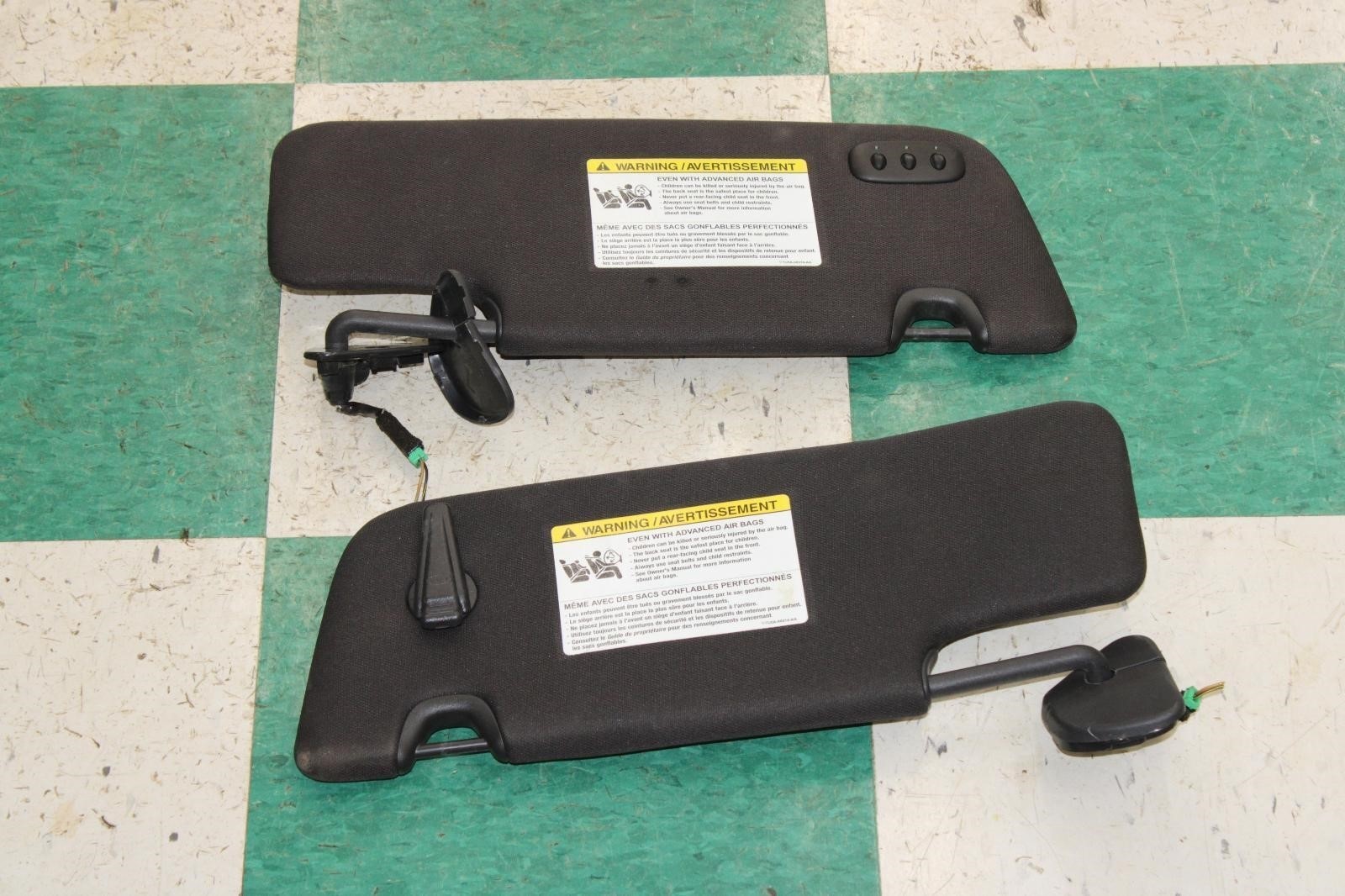12-14 Mustang Black Cloth Overhead Roof Pair Left LH Right RH Sun Visor OE WTY