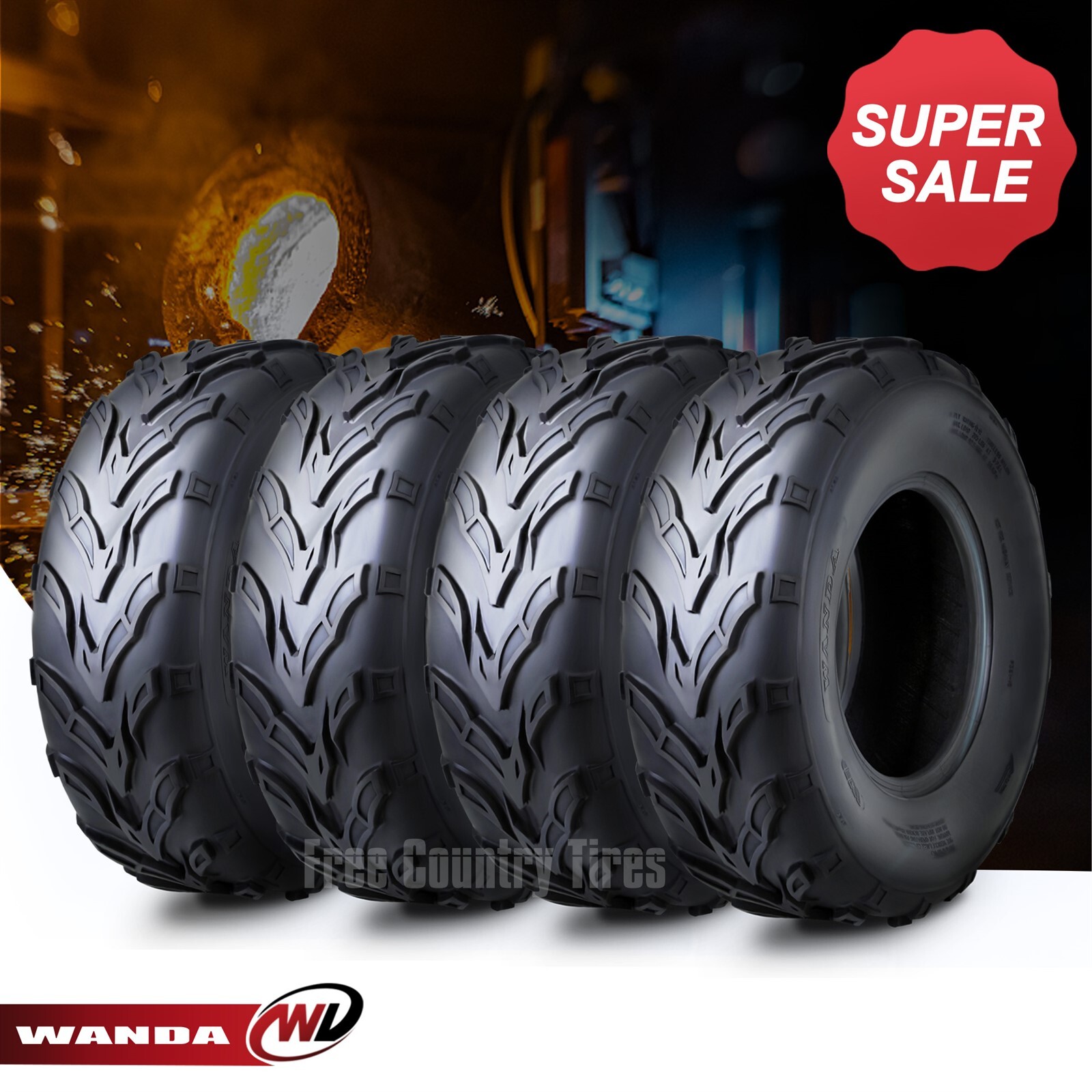 Set of 4 WANDA 16x8-7 ATV Tires 16x8x7 4PR Set of 4 WANDA 16x8-7 ATV Tires 16x8x7 4PR