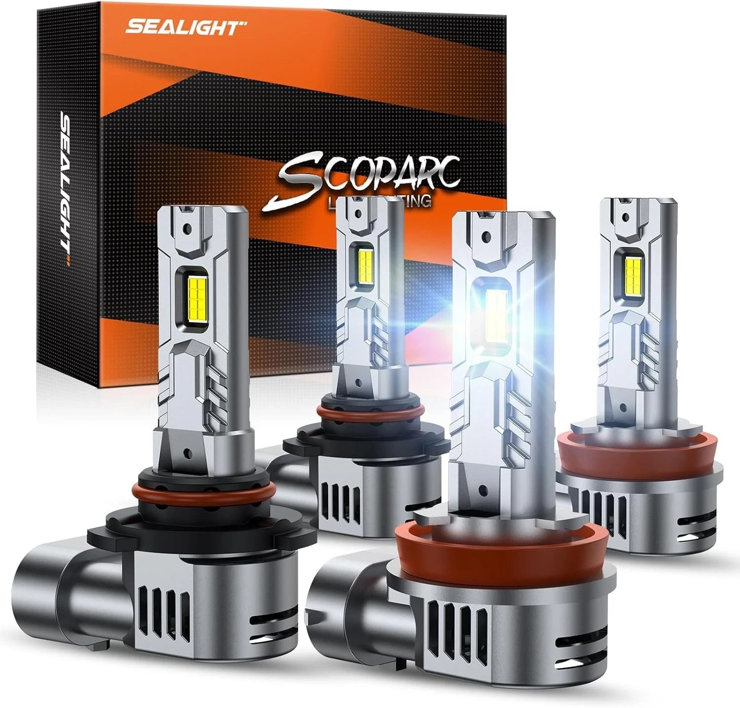 SEALIGHT LED Headlight Combo Kit 9005+H11 High Low Beam Bulbs Bright White 6500K